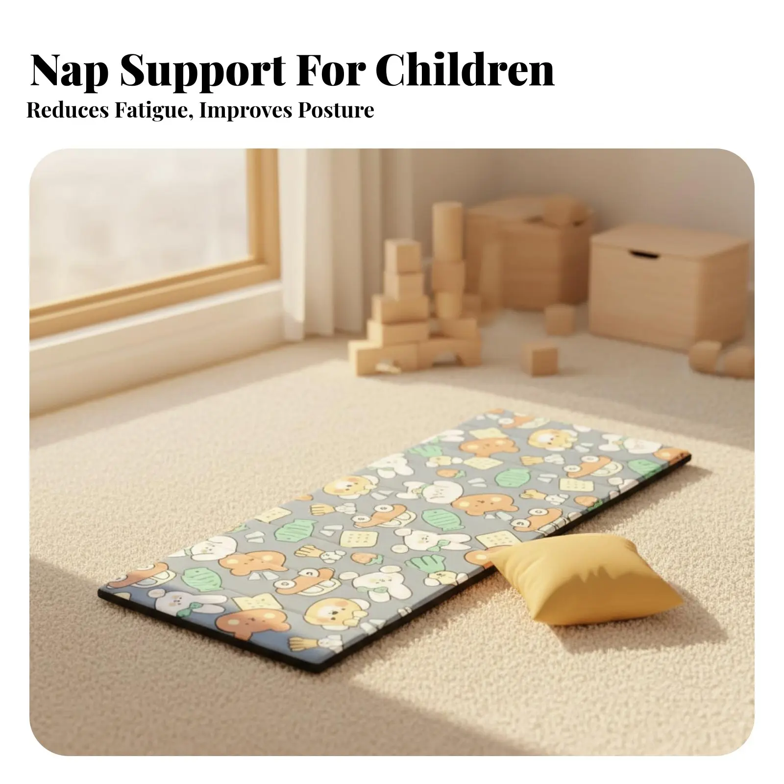 子供用厚手スリーピングマット、折りたたみ式スリーピングパッド、学校・幼稚園用携帯防湿マット