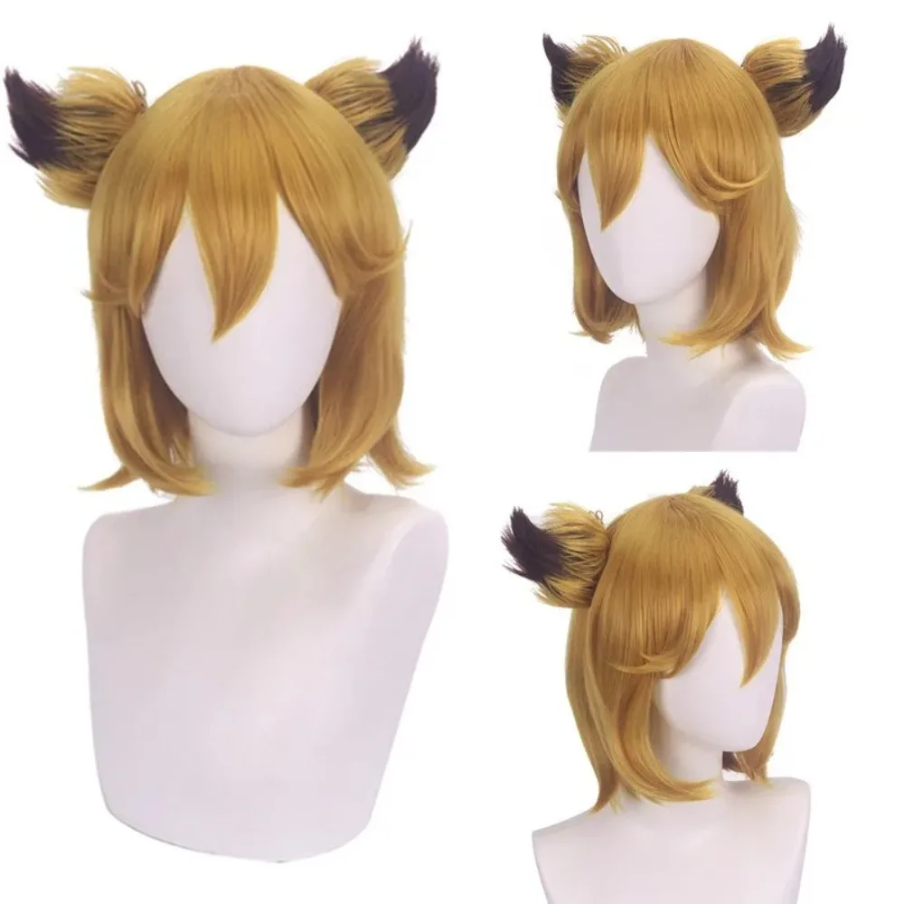 

Парик для косплея Мисс Фокс, головной убор с персонажем, воздушная палочка, длина до плеч, короткие волосы, аниме, повязка на голову с персонажем аниме на Хэллоуин, парик