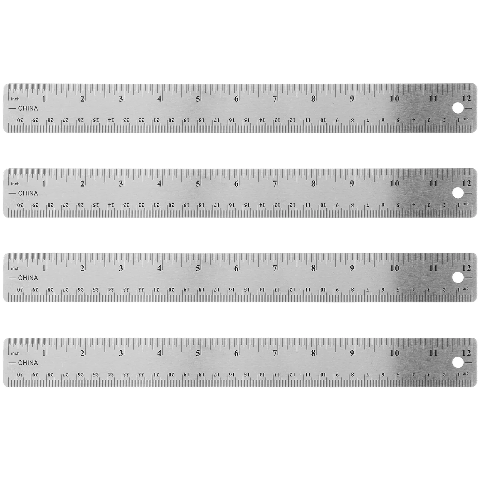 4Pcs Soft Cork Backing Rulers with Inches and Centimeters Accurate Scale Shockproof Drop Resistant for Students Kids Schools