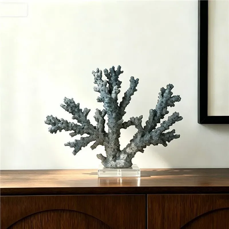 Luxury Artificial Coral Ornament for Living Room TV Cabinet Entrance Decor Ocean Style Soft Decoration Model Room Advanced