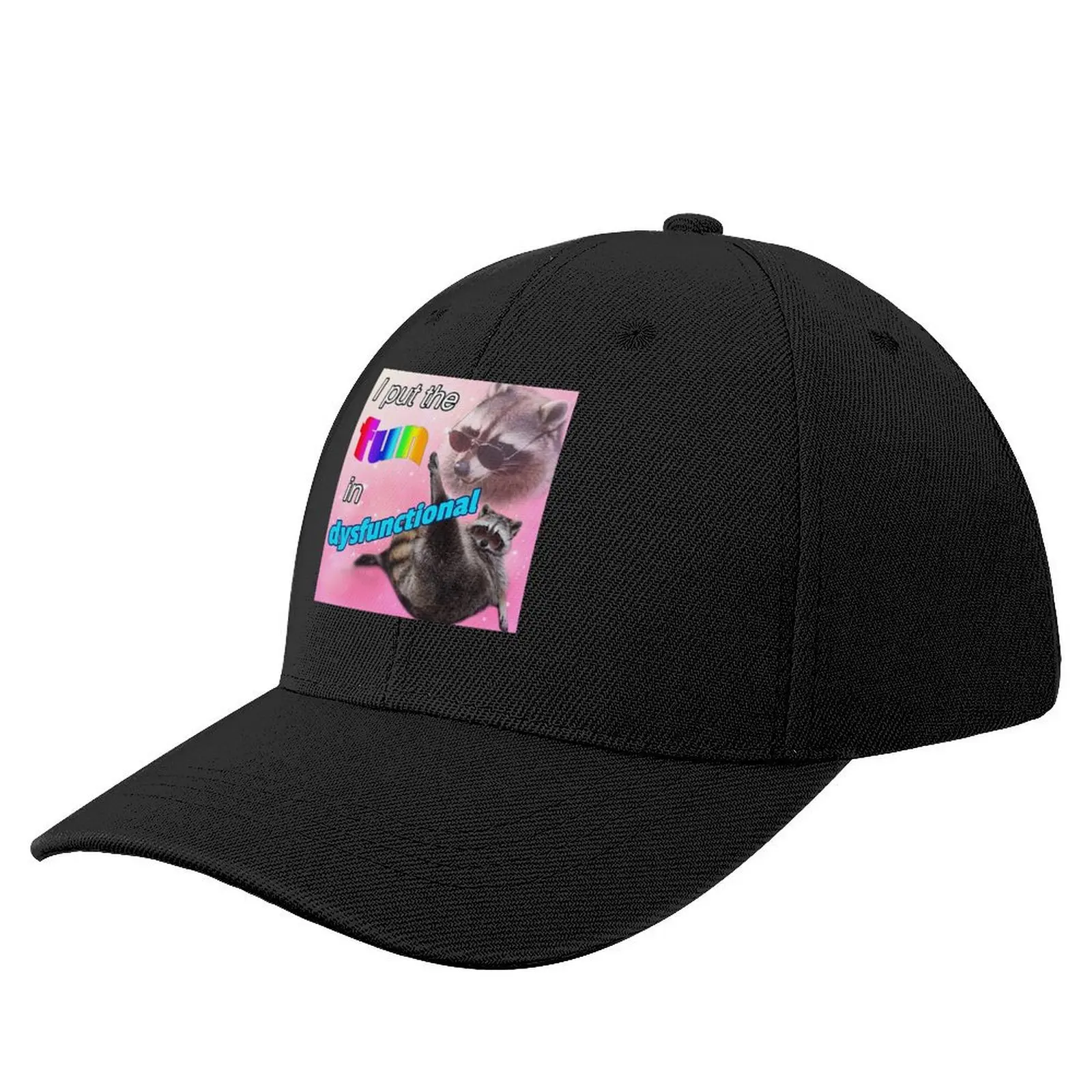 Racoon Meme: I put the fun in dysfunctional Baseball Cap Wild Ball Hat Rave Hat Baseball Cap Vintage For Men Women's