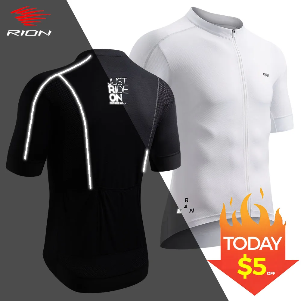 

Велосипедная майка RION для мужчин, одежда для шоссейного велоспорта, профессиональные мотокроссовые и MTB-футболки, защита от УФ-излучения UPF 50+, для ночной езды, высокотехнологичная ткань, безопасность