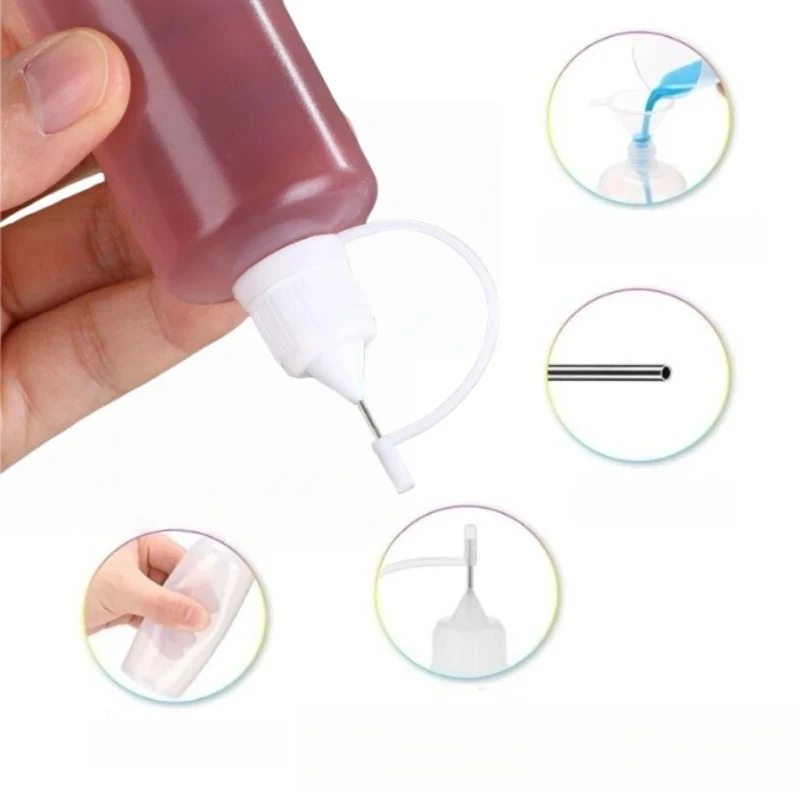 5/10/20/30ML PE-Kunststoffflasche mit Nadelspitze, nachfüllbare Tropfflasche, Nadelspitze, versiegelte, zusammendrückbare Flasche für Kleberpigmente