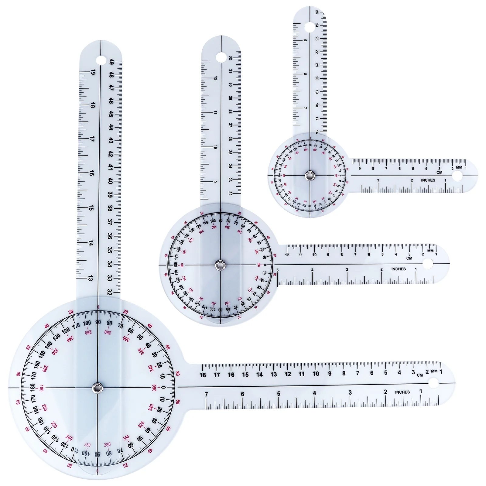 3 Pcs Goniometer Physical Therapy Finger Medical Protractor Ruler 360 Degree Angle