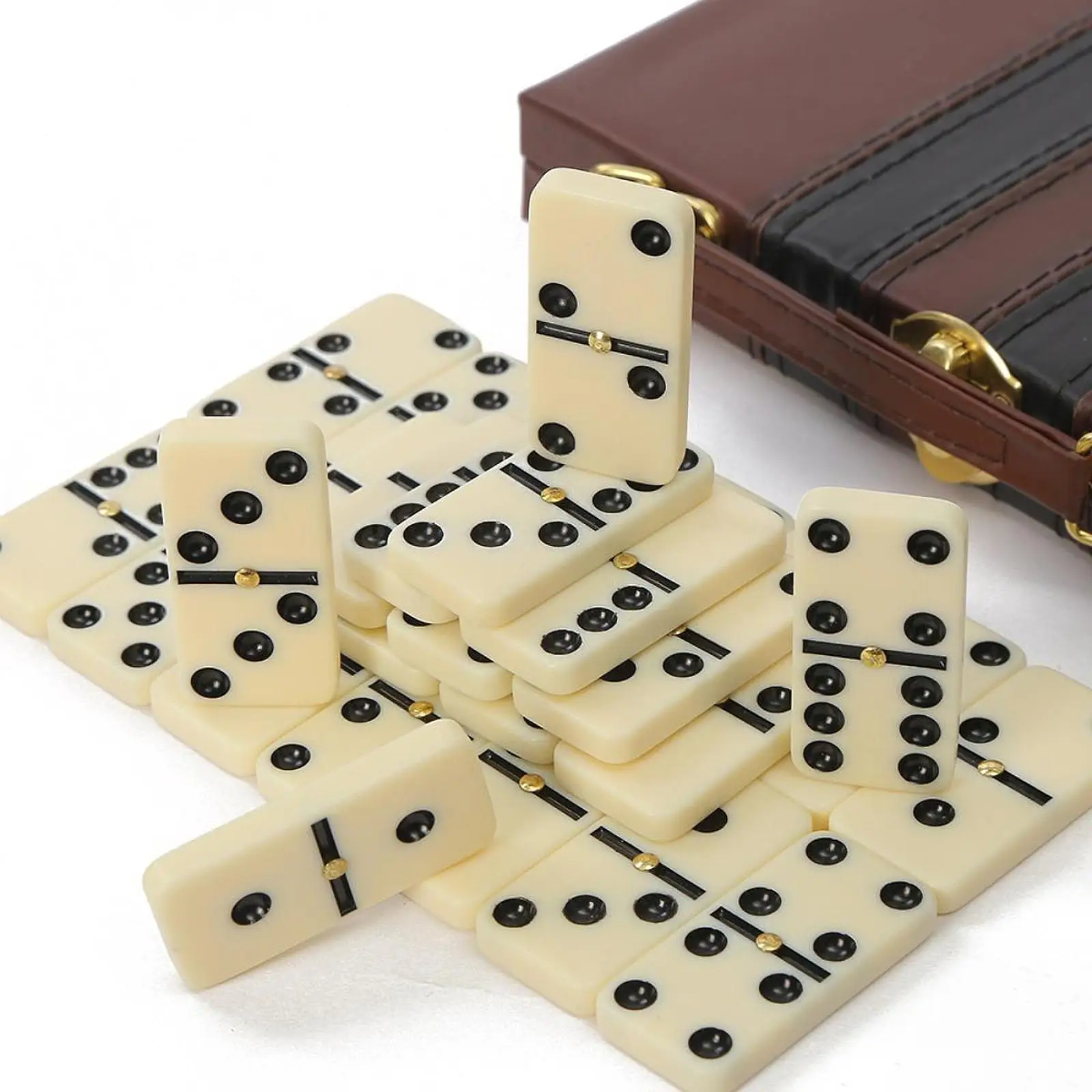 

Family Double Six Dominos Table Game with Storage Case Fun Tile Board Game for Children Travel Indoor