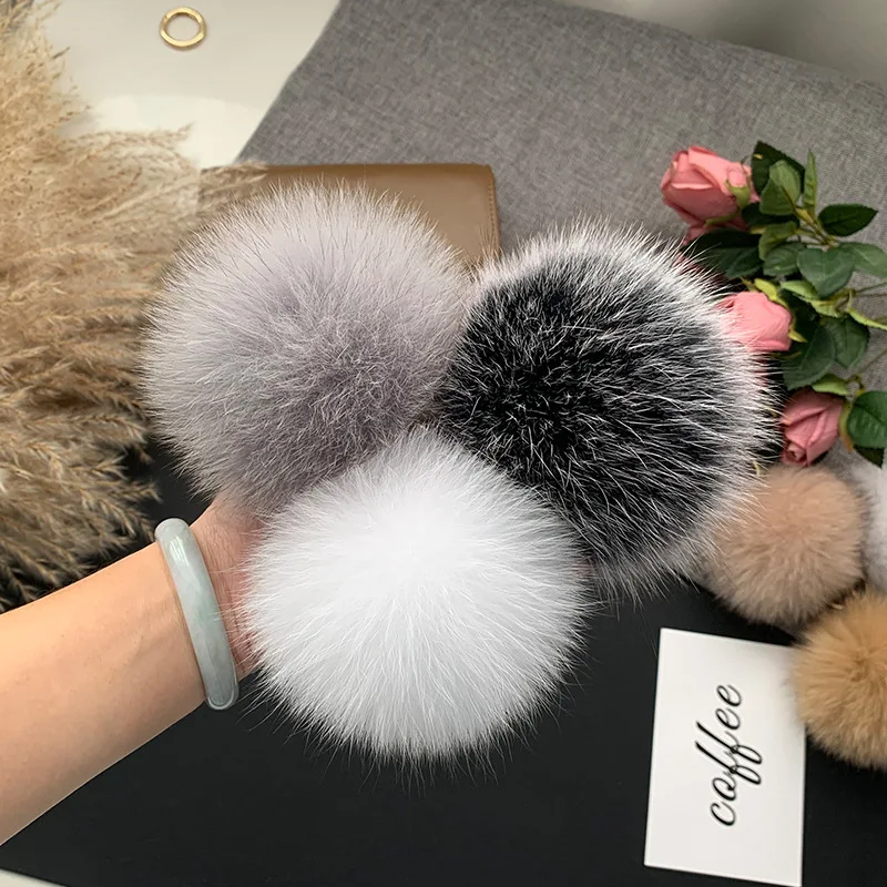 Fluffy Real Natural Fox Fur Ball Poms Keychain Luxury Pompom Keyring Bag Decoration Emo Trinket Jewelry Gifts Accessories