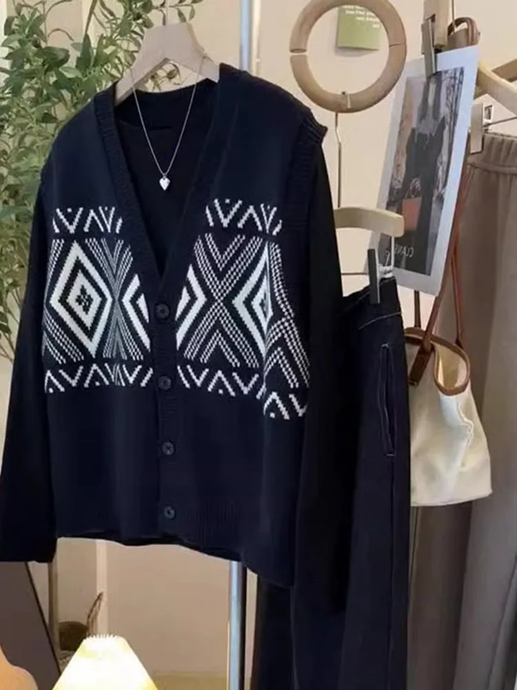 

Осенний модный шерстяной вязаный жилет V-Ne Svel, свитер, верхняя одежда, удобный женский трикотаж Lazy Sle, корейский сле