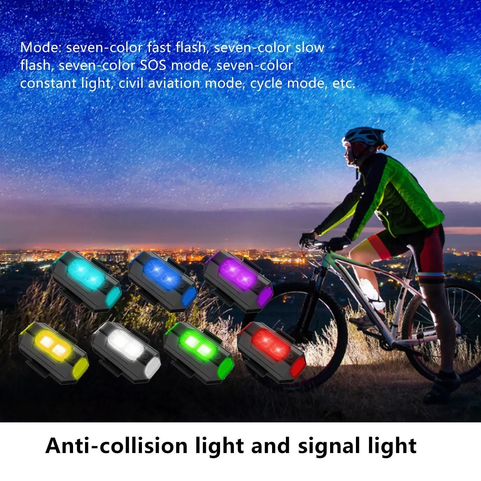 

7 Colors Drone Strobe Light USB LED Motorcycle Warning Lights Model Aircraft Night Flying Flashing Light for Car Motorcycle