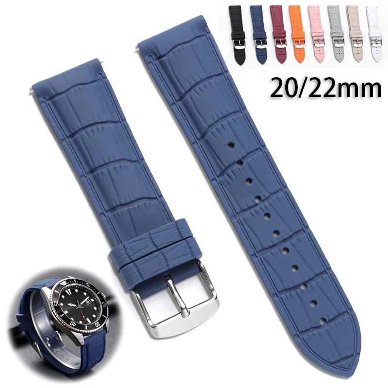 Silicone Watch Band 20mm 22mm Rubber Strap for Seiko for Omega Quick Release Universal Sport Bracelet Soft Waterproof Wristband