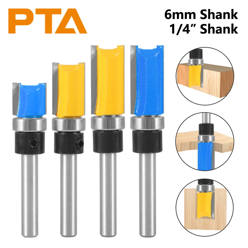 

6MM 6.35MM Shank Cove 12.7MM Pattern Bit Carbide Cutters Router Bit Woodworking Milling Cutter for Wood Face Mill End Mill