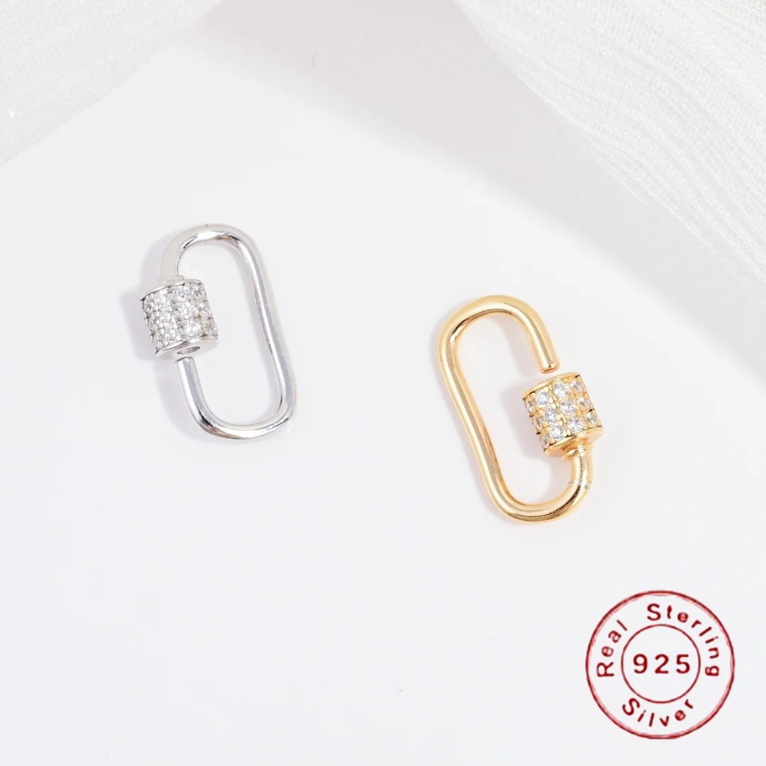 

S925 sterling silver inlaid zircon screw clasp DIY handmade bracelet and necklace connector clasp tail clasp accessories SK143