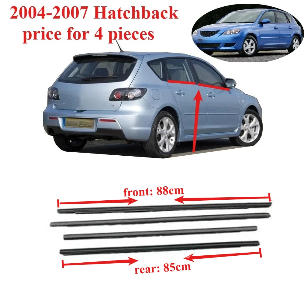 4 Pcs Outside Windows Glass Rubber for Mazda 3 2004-2007 Hatchback Moudling Window Belt Line for Mazda3 Seal BP4K-50-660G
