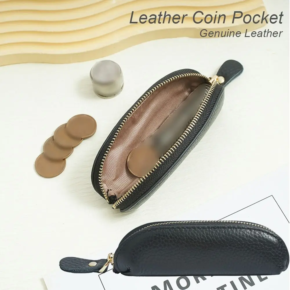 

Multifunction Retro Women's Wallet Waterproof Portable Genuine Leather Coin Purse Solid Color Durable Mini Coin Bag Student