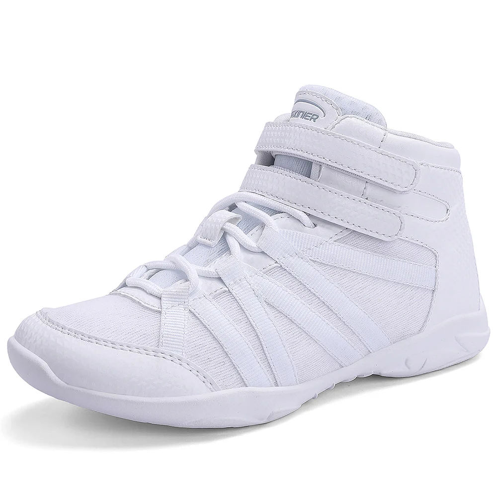 BAXINIER Girls White High Top Cheerleading Shoes Lightweight Youth Cheer Competition Sneakers Training Dance Tennis Shoes