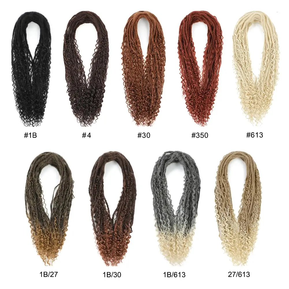 24 "Dreadlock Extensions Set voor dames 20 strengen, gemengd bruin tot blond synthetisch haar, rechte en krullende stijlen, Boho Hippie Look