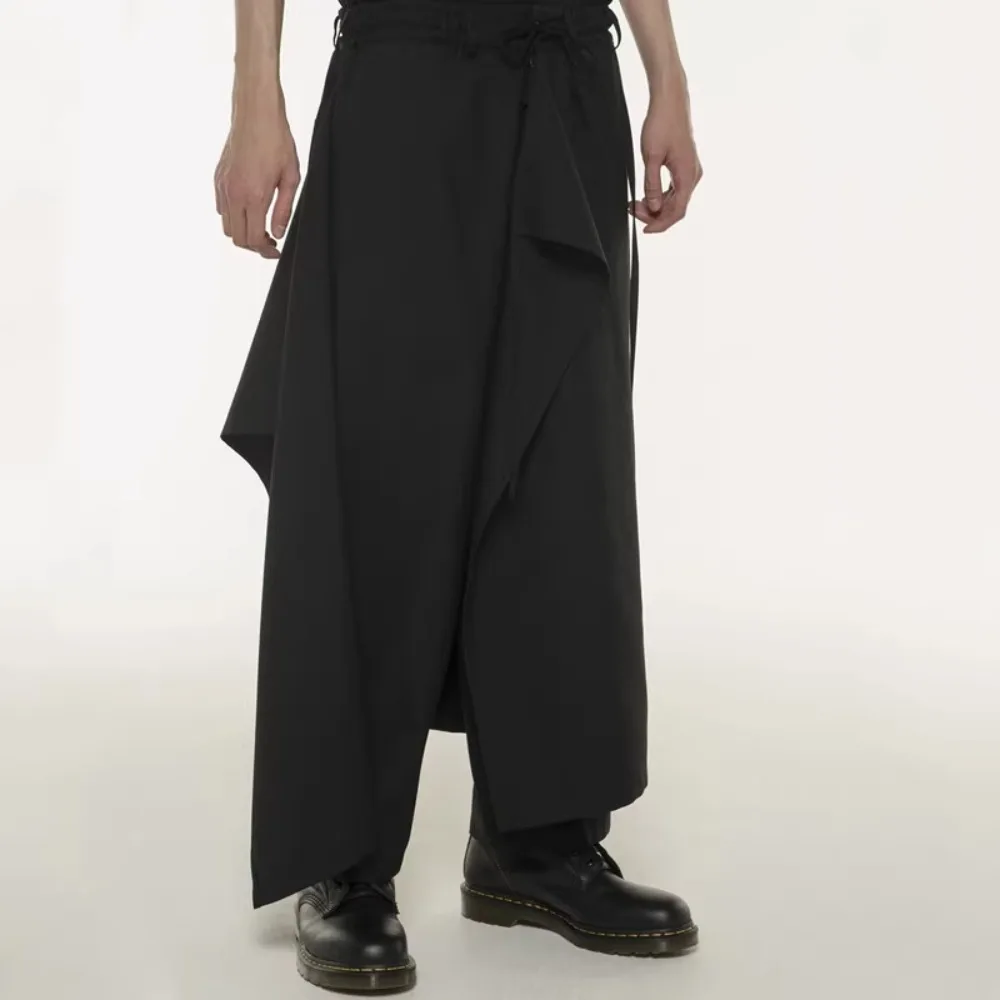 

High Street Loose Retro Men's Casual Pants Skirt Design Paired with Elastic Waisted Men's and Women's Chinese Style Pants