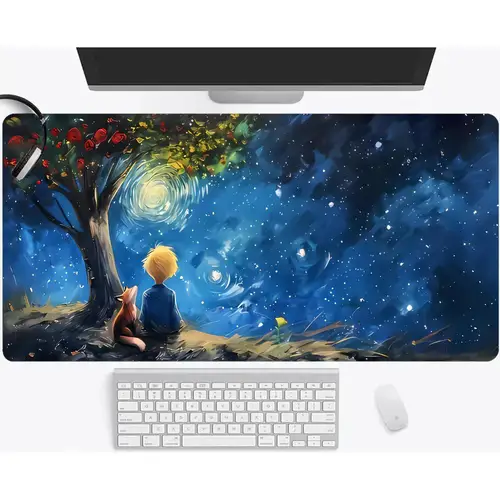 Imagen 1 del producto Rojo, alfombrilla estrellada para ratón, alfombrilla de escritorio para oficina, dormitorio pequeño, príncipe, accesorios para teclado, alfombrillas de juego con rosas de cielo, alfombrilla para mesa