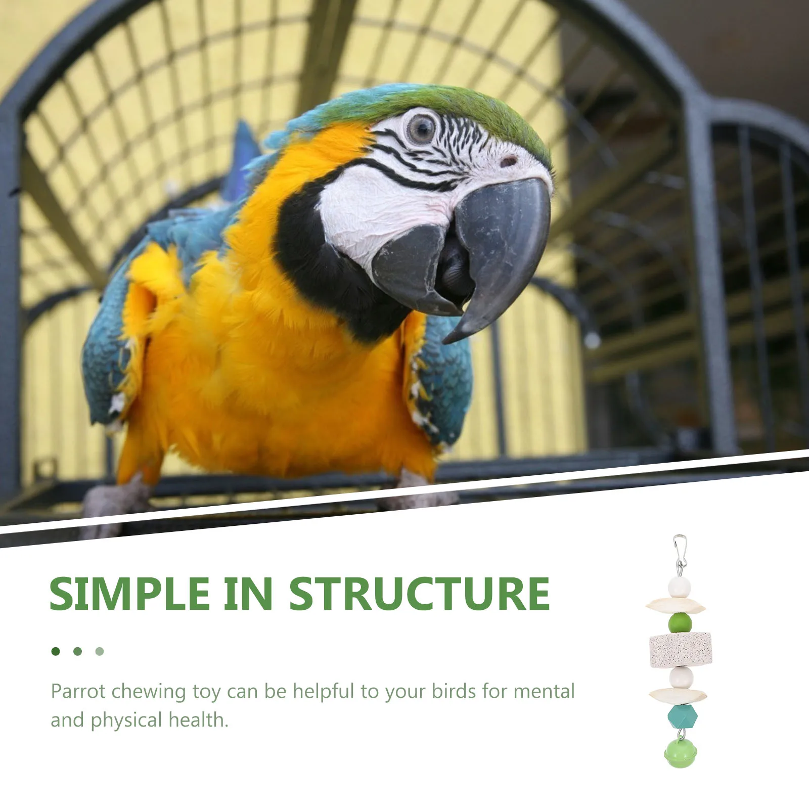 

Portable Parrot Chewing Toy Green Hanging String Cuttlebone Volcano Bite Resistant Plaything Pet Birds Chewing
