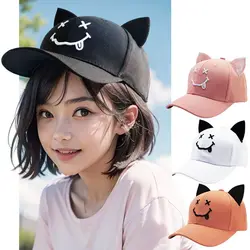 Cat Ear Baseball Caps Women Y2k Trends Cap Men's Punk Hat Solid Casual Visors Designer Snapback Cap Unisex Cotton Daily Bonnets