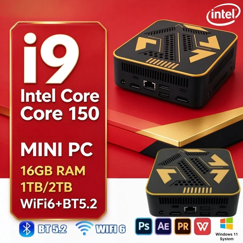 2026 New Core N150 Model 721 Mini PC Black Gold Look Authentic Unit For Home Office Business Casual Play