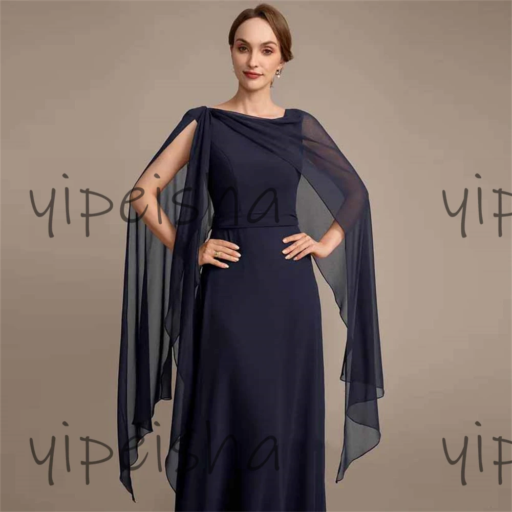 Customized Saudi Arabia Simple Evening dress A-line woman of the bride luxury wedding Chiffion sleeveless Waist Fold Crew dress