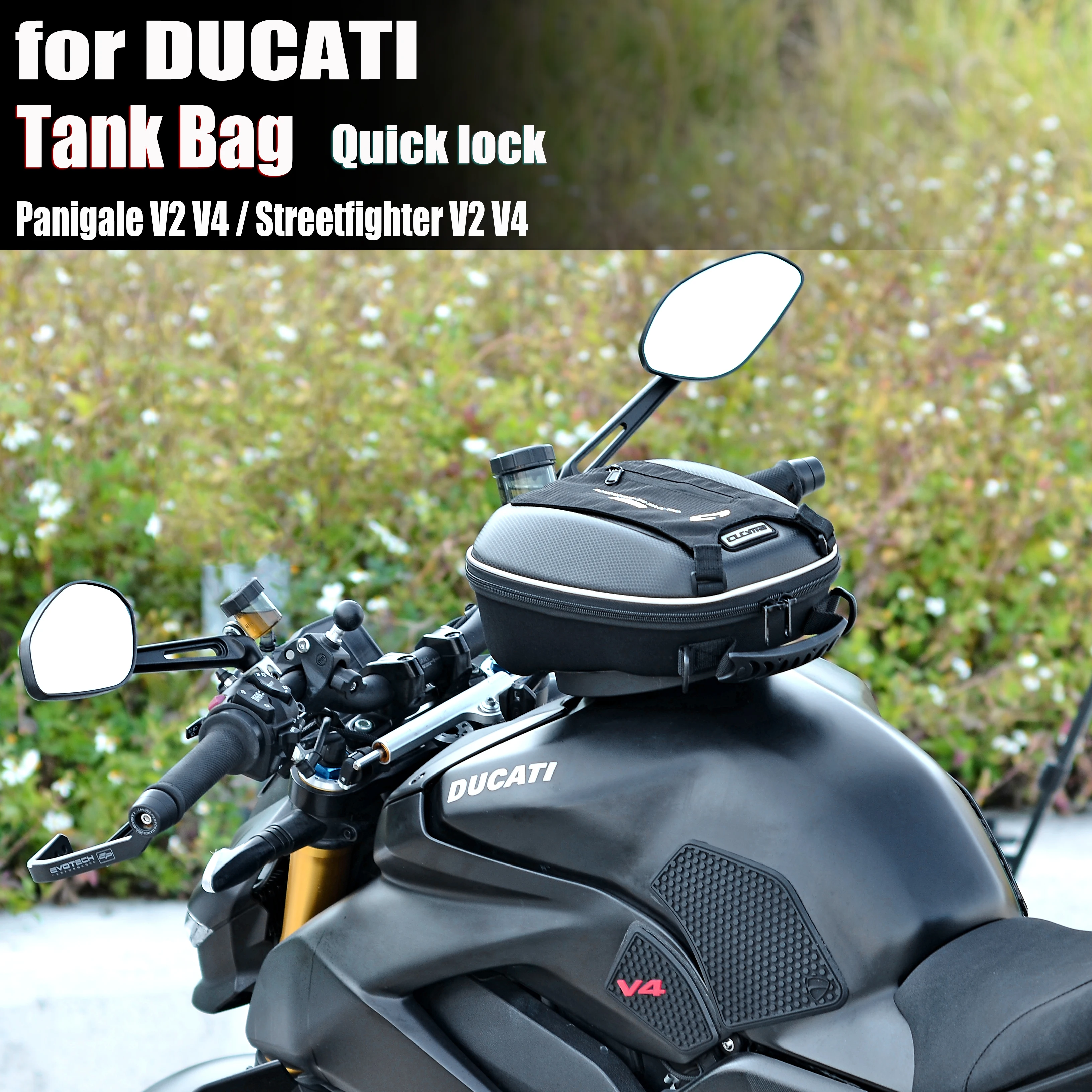 

For DUCATI Streetfighter V4 Panigale V2 955 Speciale R S 1100 Tank Bag Motorcycle Saddle bags Ring Mount Fuel Waterproof