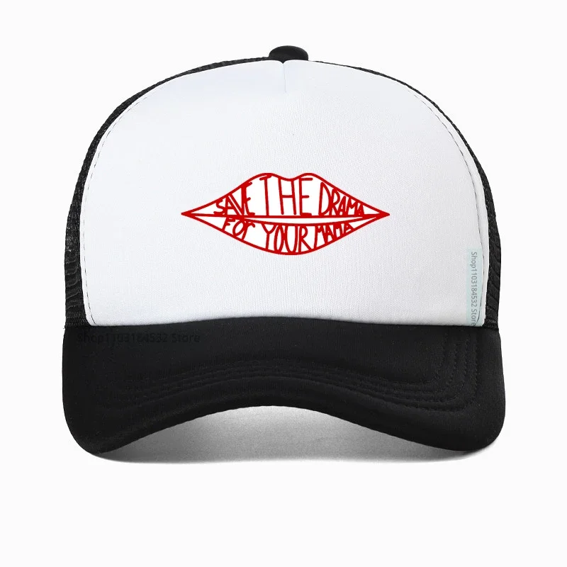 

save the drama for your mama graphic printing Baseball cap aesthetic Kawaii Harajuku women visor hat Mesh Breathable hats