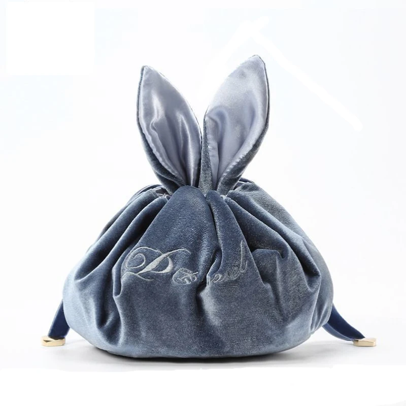 3pcs Women Plush Letter Prints Large Capacity Rabbit Shaped Drawstring Bag