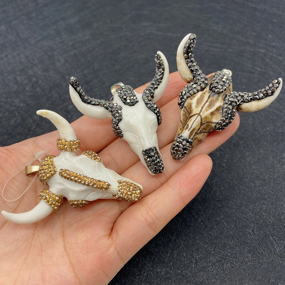 Wholesale Multicolor Bull Head Shape Pendant Acrylic Used In Jewelry Making DIY Handmade Accessories Beaded Decoration Fashion