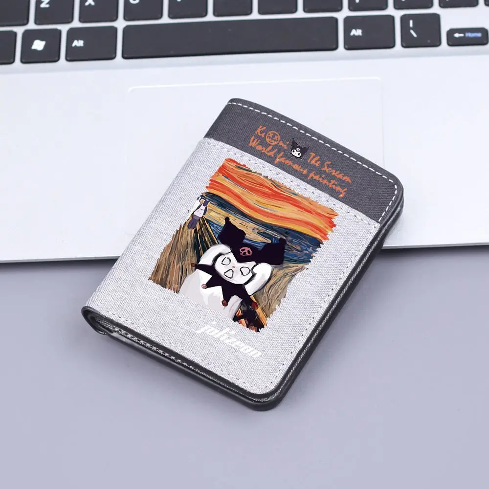  Kuromi Wallet Card Bag ID Credit Card Clip 2-in-1 Multi Layer Large Capacity Short Folding Driver's License Document Clip