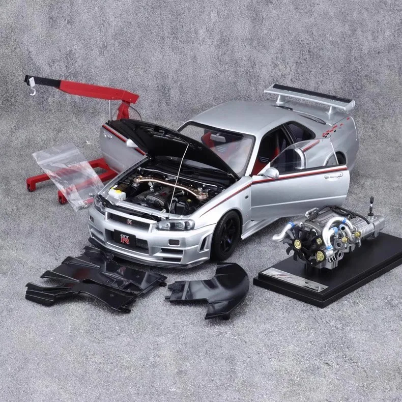 

MOTORHELIX 1/18 Nissan Skyline GT-R R34 NISMO CUSTOMIZED Коллекционная модель автомобиля из литого металла, подарок