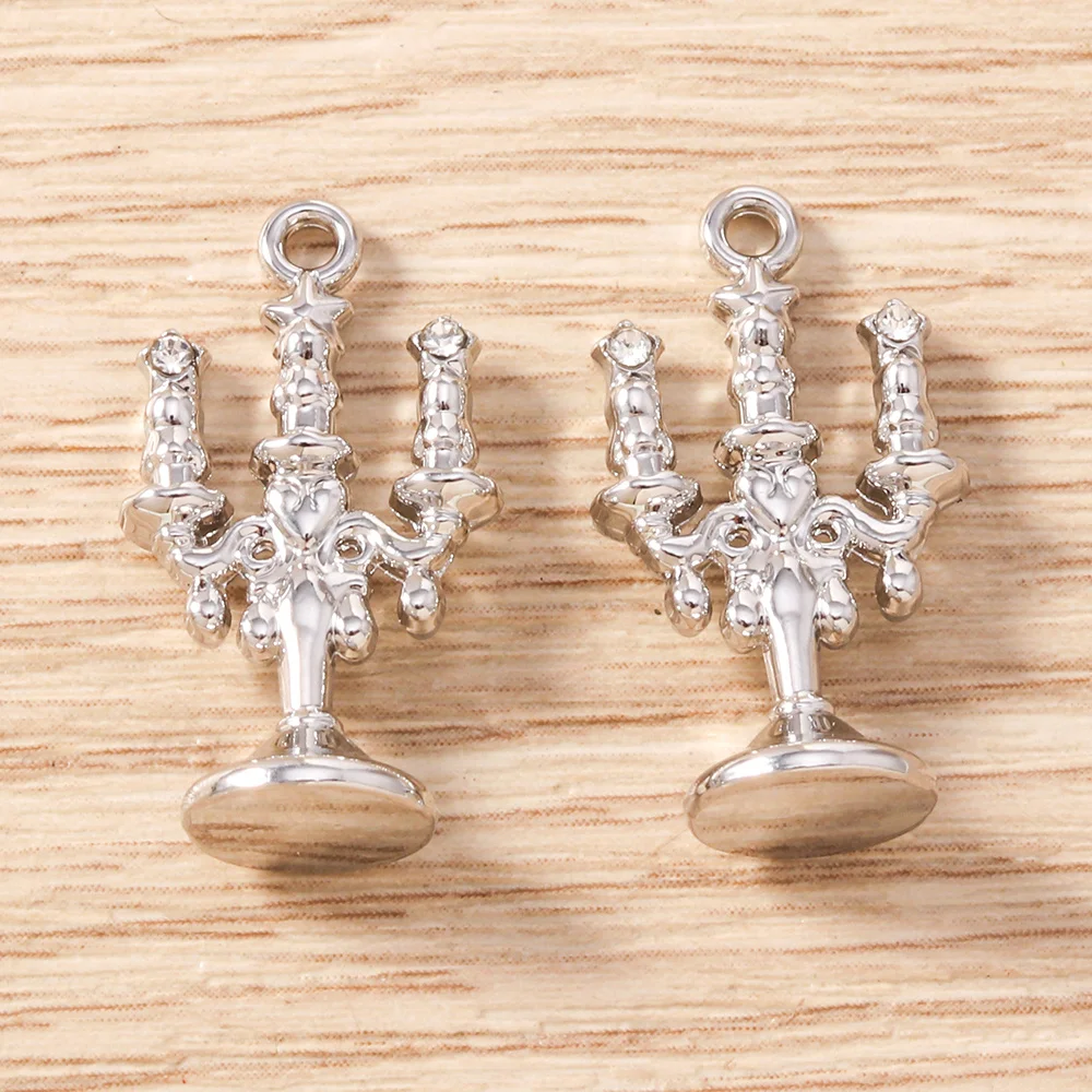 Tusember 5 Stück 13x23mm Legierungs-Kerzenständer-Anhänger Menora-Anhänger für Schmuckherstellung Halsketten Ohrringe DIY Handgemachte Bastelarbeiten – Detail 7