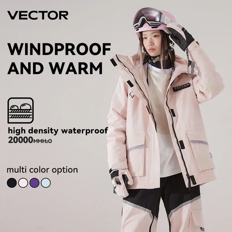 Marca VECTOR, chaqueta de esquí para hombre y mujer, traje de esquí impermeable cálido a prueba de viento para invierno, abrigo de Snowboard para