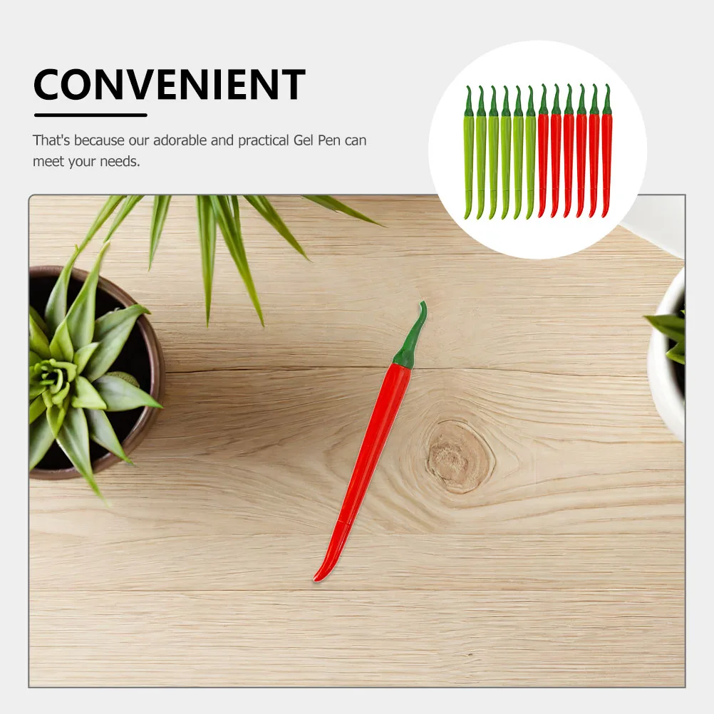12pcs Chili Shaped Gel Pen Smooth Writing Neutral Pen For Students Ergonomic Design Premium Abs Material Long Lasting Ink