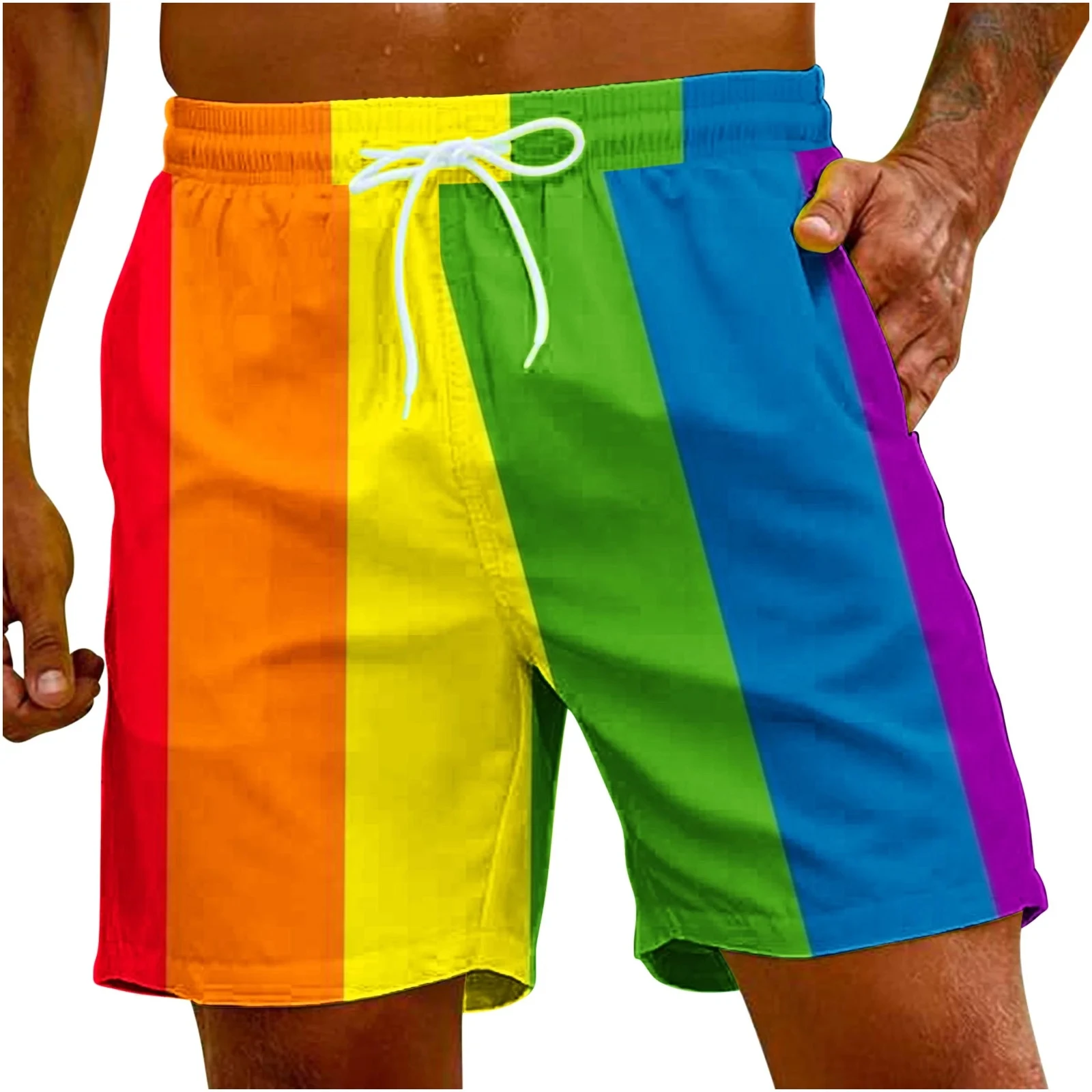 레인보우 게이 LGBT 3D 프린트 비치 반바지 남성 여름 하와이 캐주얼 보드 바지 오버 사이즈 서핑 수영복 트렁크 아동 의류