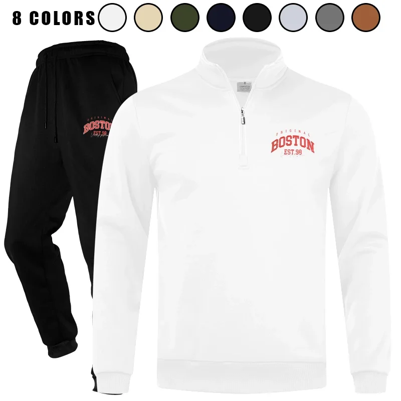 

Men's 2 Piece Polo Quarter Zip Running Athletic Casual Jogging Tracksuit Sport Sweatsuit Sets