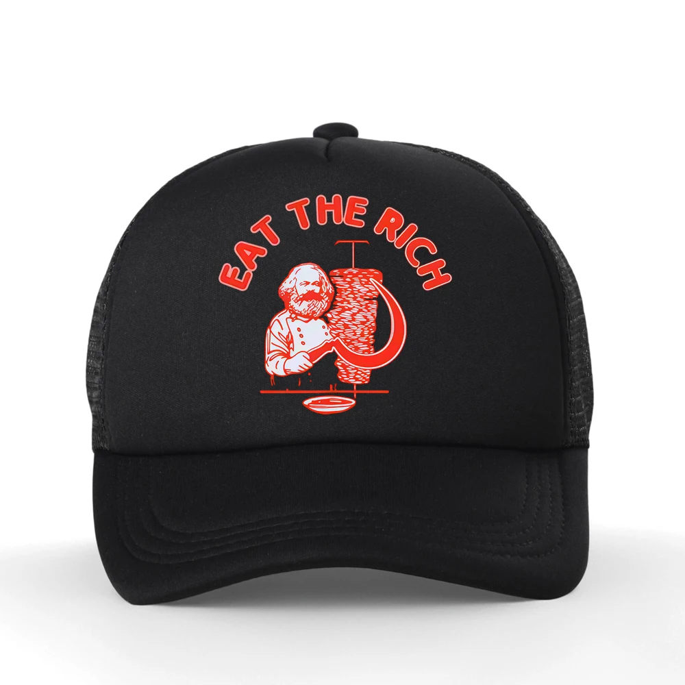 

Eat The Rich Doner Kebab Letter Print Baseball Cap Basic Unisex Summer Breathable Mesh Trucker Hat Adjustable Snapback