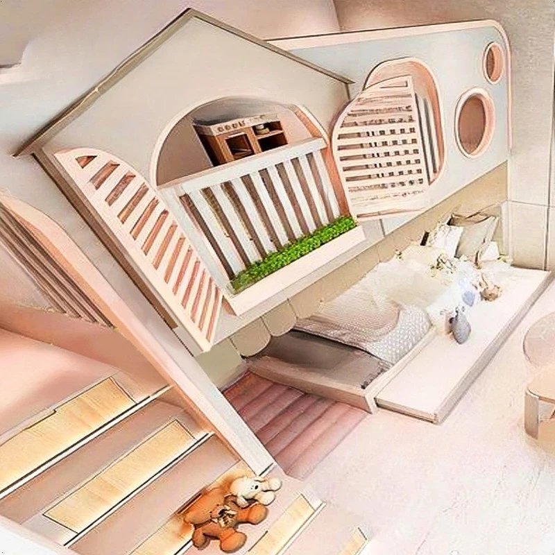 سرير الأطفال الإبداعي سرير منزل صغير، الأولاد والبنات على وخارج ب ed