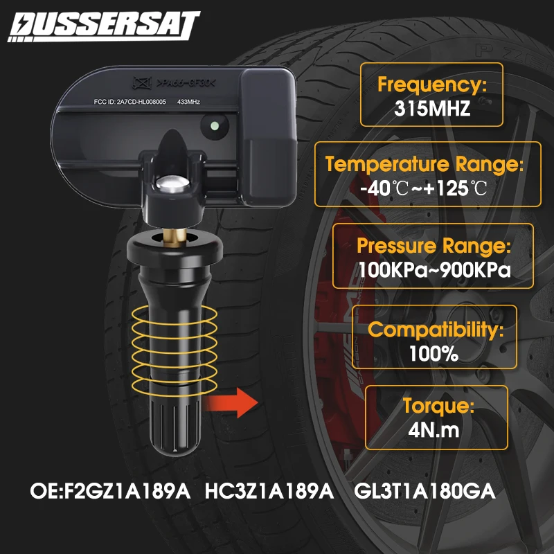 

Tire Pressure Sensor TPMS 315MHz OE HC3Z1A189A F2GZ1A189A GL3T1A180GA for Lincoln Nautilus Navigator Mazda BT Pickup Ford TPMS