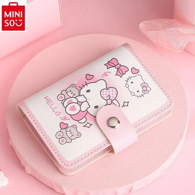 

MINISO 2024 New Cartoon Hello Kitty Anime Student Card Bag Multi Slot Anti Brushing and Anti Magnetic Portable Zero Wallet