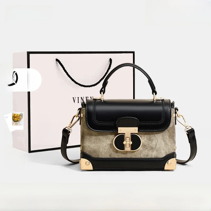 

Viney Autumn Winter Women's Crossbody Bag Luxury Small Luxury Walnut Box Bag Soft Handle Briti Sle Casual Handbag