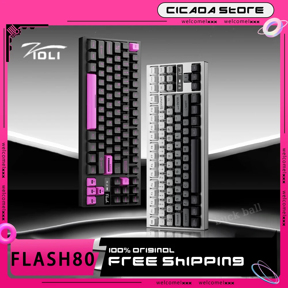 ZIDLI Flash80 Mechanical Keyboard Tri Mode Wireless Keyboard Rapidly Detachable Aluminum Alloy Keyboard Custom PC Accessories