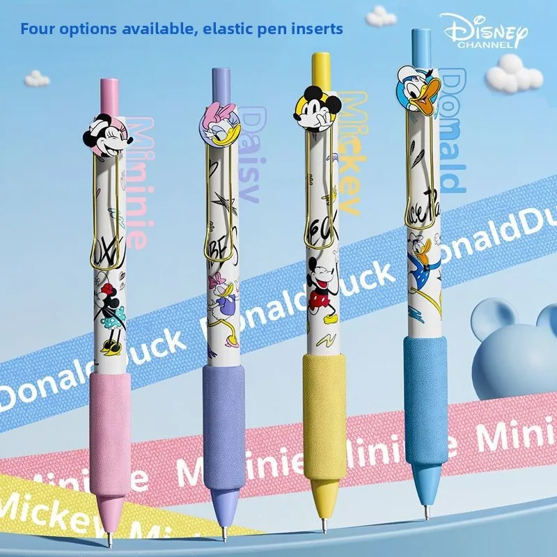 قلم ميكي ماوس يضغط قلمًا محايدًا كرتونيًا لطيفًا وقبضة ناعمة رائعة 0.5 مم قلم كتابة أسود ناعم وسريع الجفاف للطلاب #6