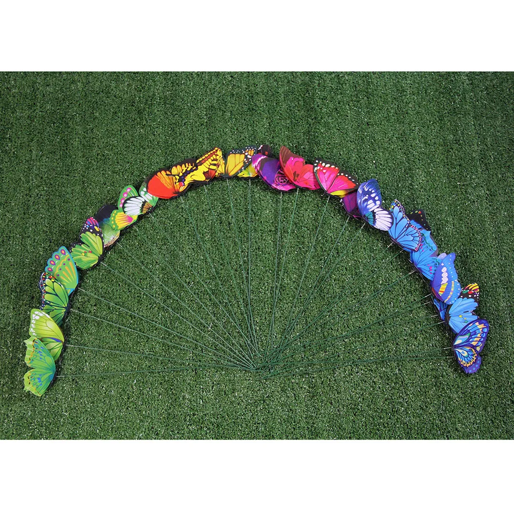 

24 Pcs Simulated Butterfly Plug-in Flower Pot Decorative Stakes Decorations Ornaments Plant Outdoor Garden Artificial Fake