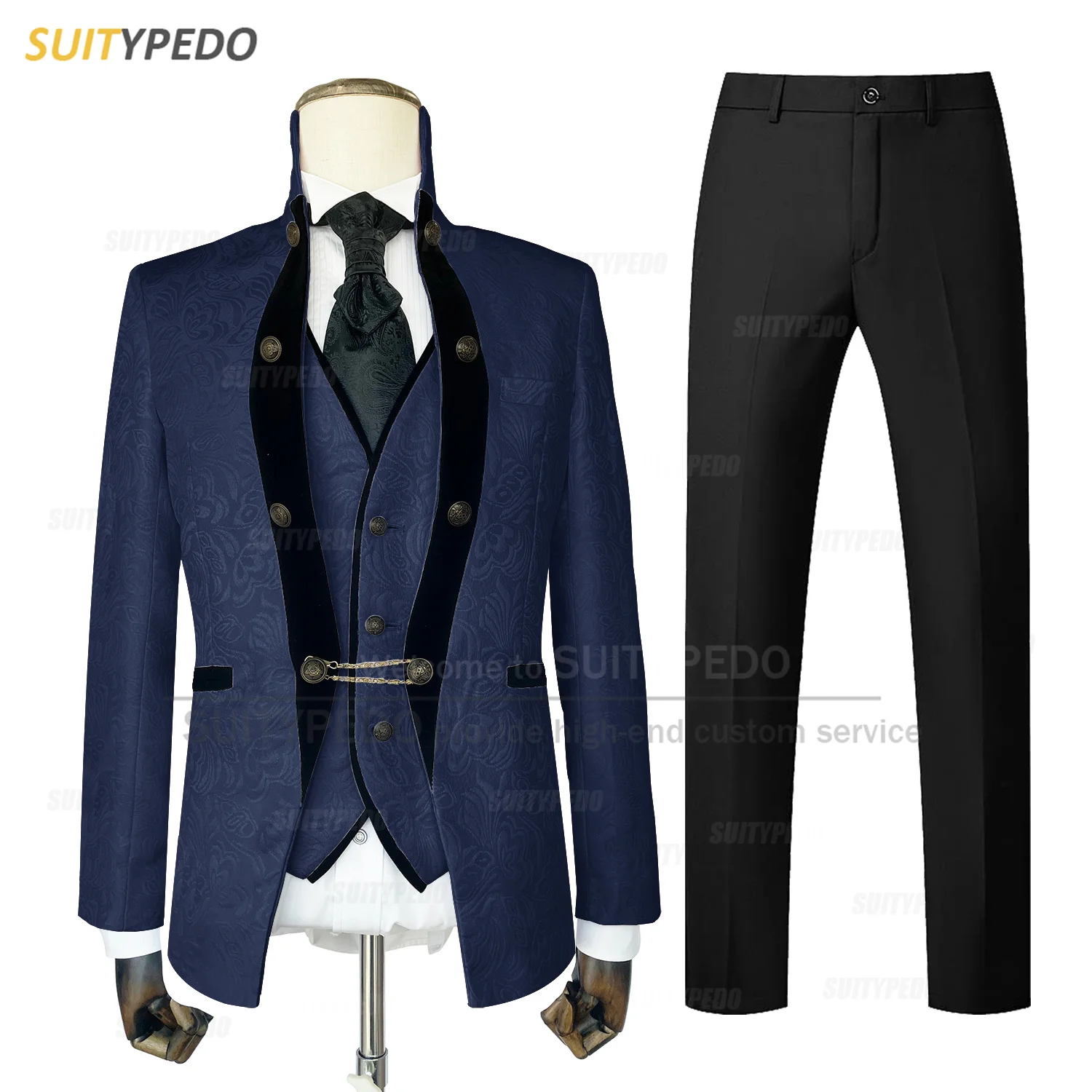 Luxury Men Suit Set Wedding Gala Groomsman Slim Fit Elegant Costumes Custom Piano Performance Formal Blazer Vest Pants 3 Pieces