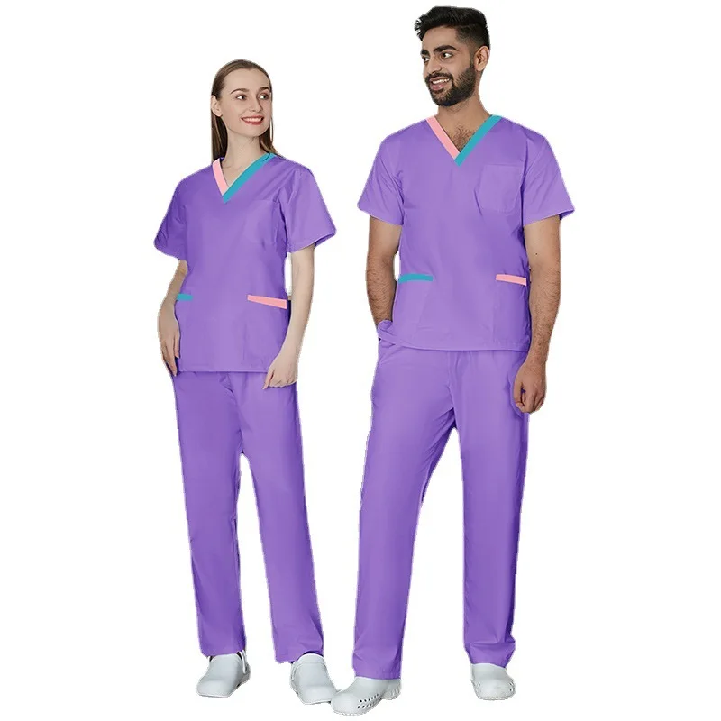 Bata quirúrgica para enfermeras, traje dividido para dentistas masculinos, traje de lavado de manos antiarrugas, manga corta