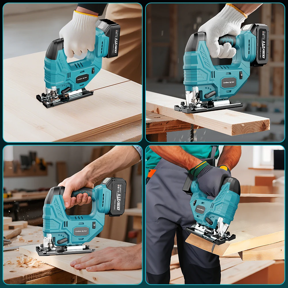 Cordless Electric Jig Saw With Wrench Guide Ruler Saw Blade Scroll Saw Multi-function Woodworking Cut Tool For Makita Battery