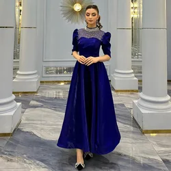 Customized Exquisite Party Dress Patchwork Half High Ankle-Length Prom Gown Muslim Clothing Evening Dresses فساتين للحفلات الراق