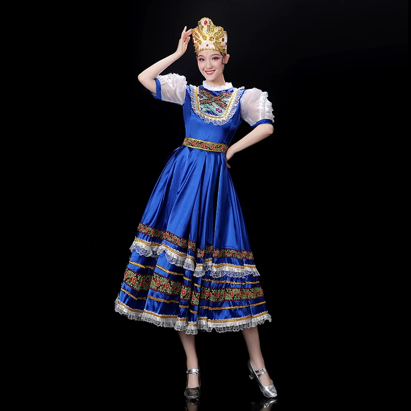 Russian Ethnic Dance Costume European Court Performance Costume Stage Nordic Swing Skirt