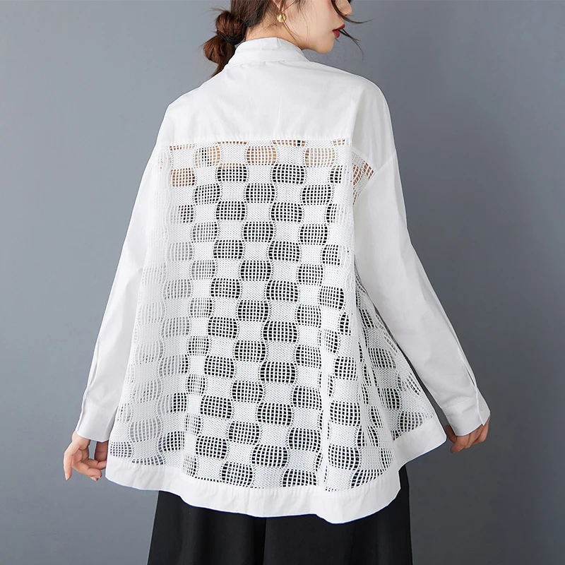 Csa Drapeada con Bordado Pesado Antiarrugas para Mujer, Top Irregular con Bolsillo, Diseño Pequeño y E para Primave...
